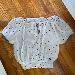 Polka dot short sleeve blouse